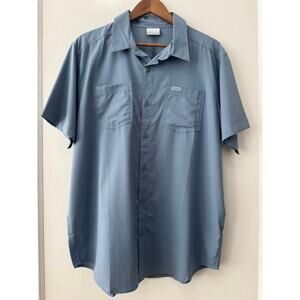 Columbia Slate Blue Outdoor PFG Performance Fishing Shirt Activewear Sz Large